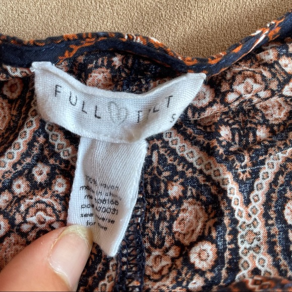 Full Tilt Paisley Tunic Dress - Blue and Orange, Size Small - Picture 3 of 5